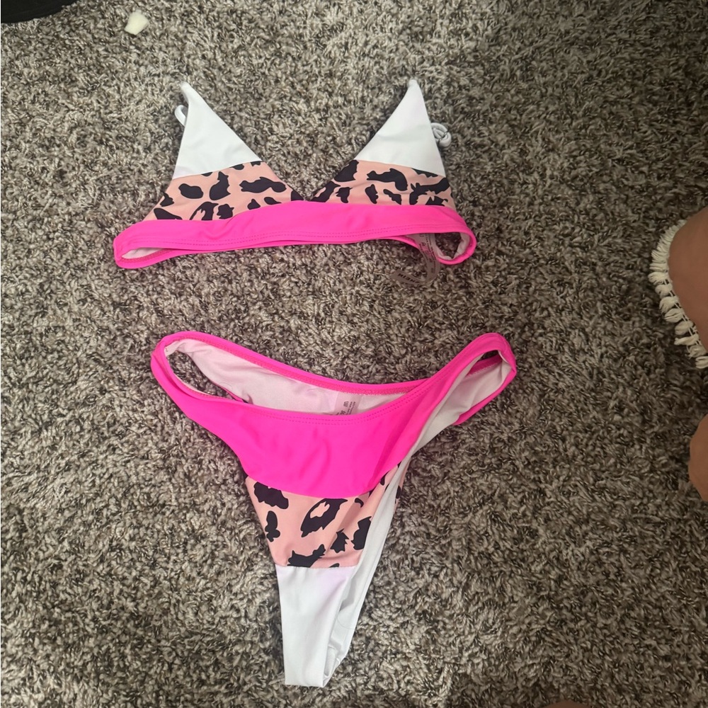 SHEIN Pink and Leopard Bikini Set